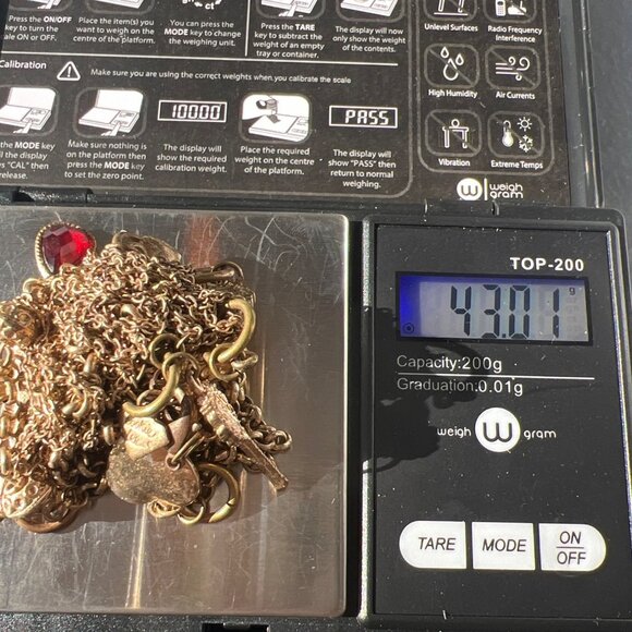 Cookie Lee Gold Tone Long Multi Chain Necklace Heart Key Fleur-De-Lis Charms 42" - Picture 6 of 6